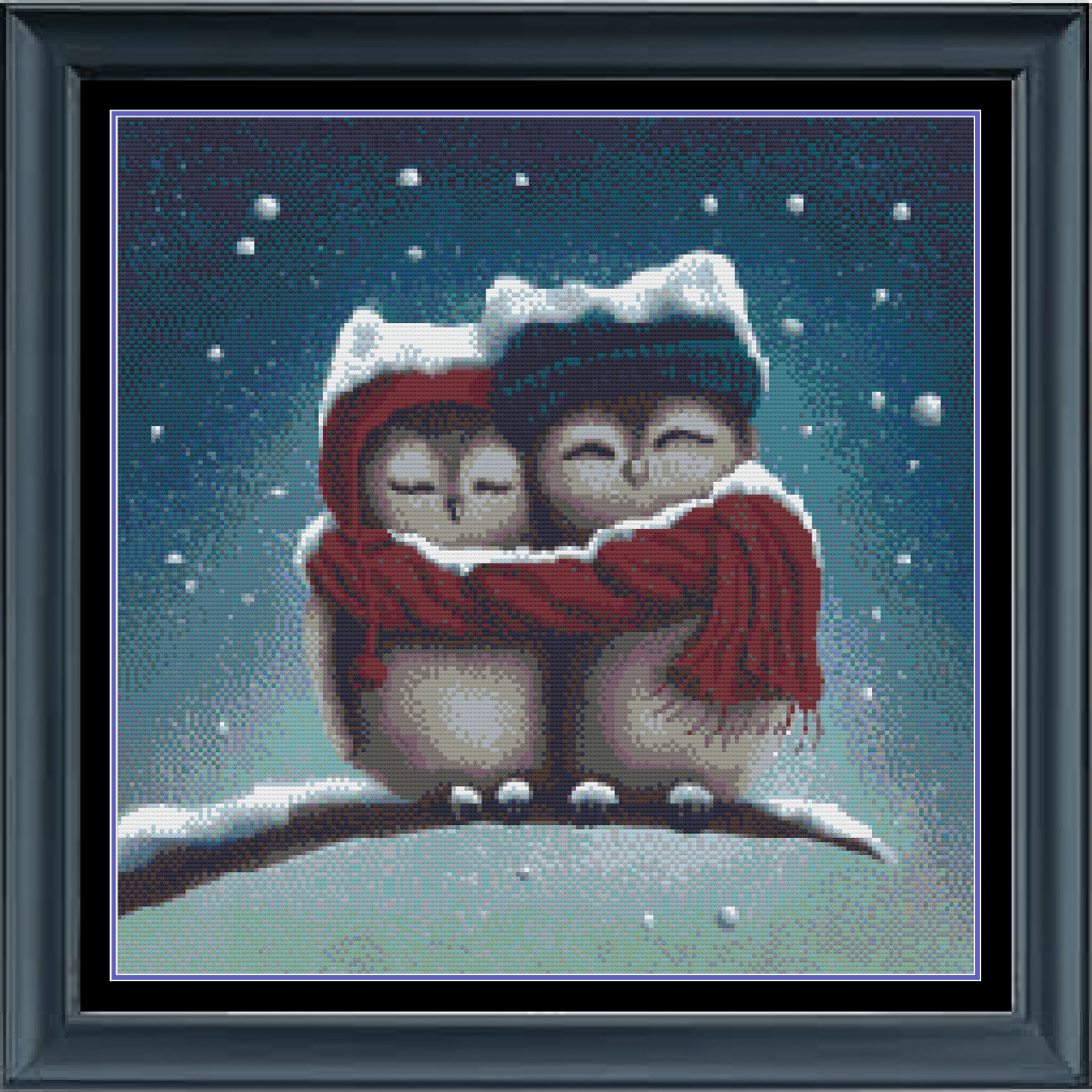 Stitching Jules Design Cross Stitch Pattern Owl Couple At Night Sleeping Owls Cross Stitch Embroidery Needlepoint Pattern PDF Download - Ready For Pattern Keeper